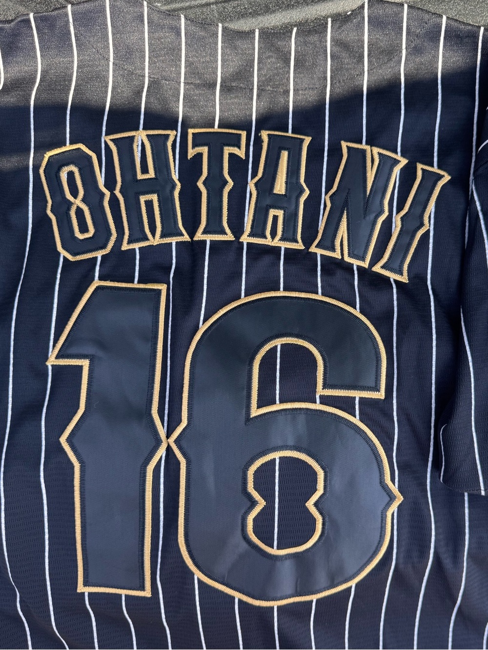 Ohtani #16 Samurai Japan Black Pinstripe Short Sleeve Jersey